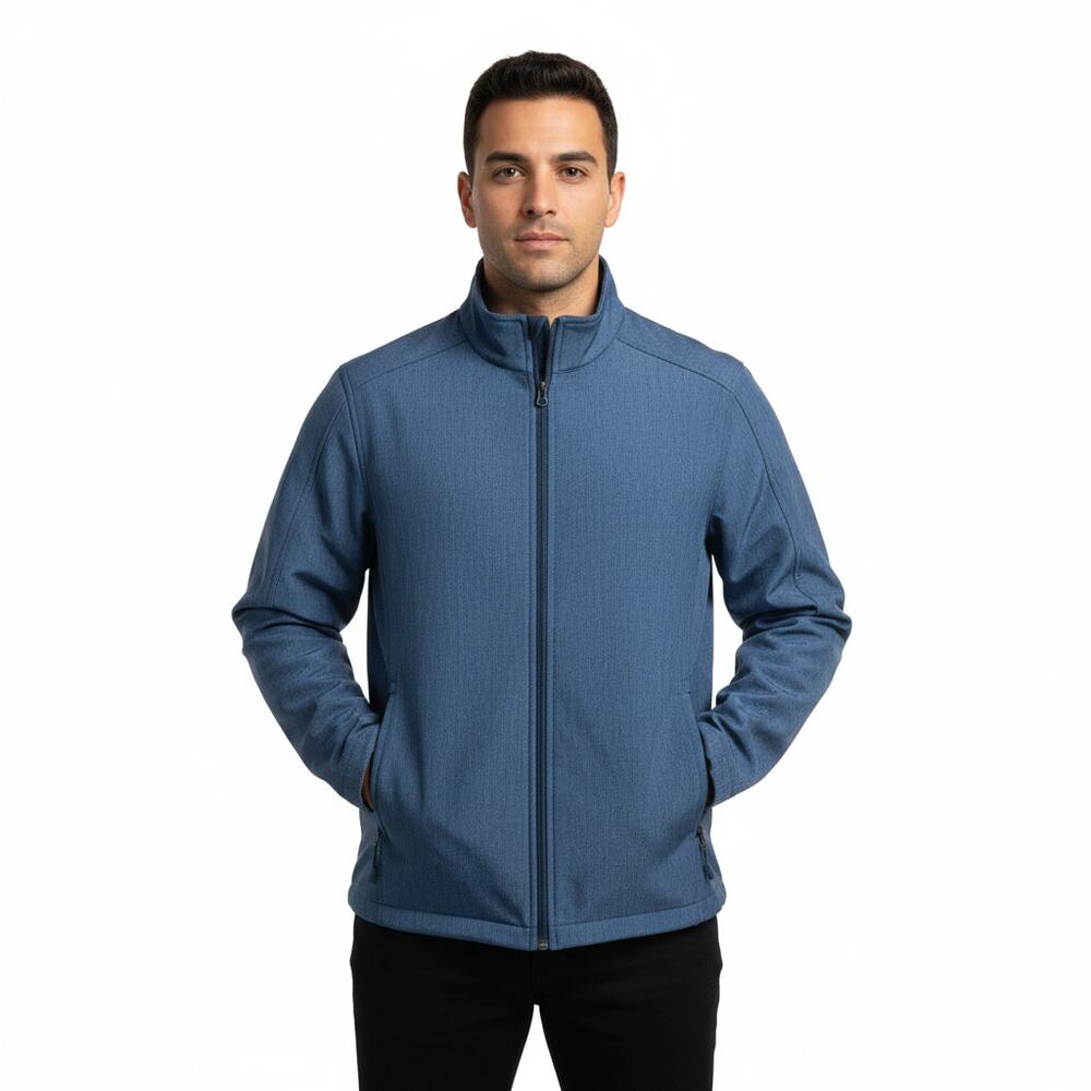 Port Authority Soft Shell Full Zip Jacket Mens L Navy Blue Stretch Fleece Lined